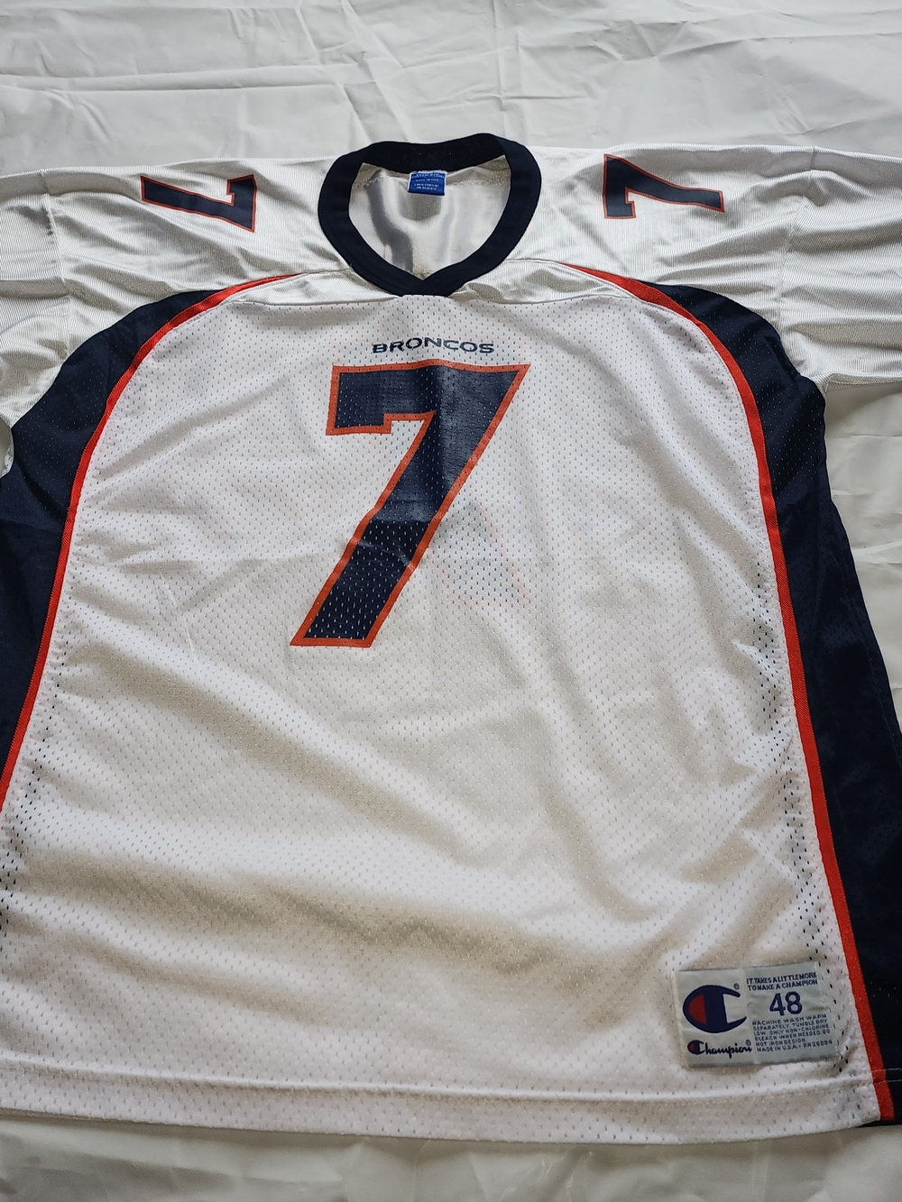 VTG CHAMPION MEN'S NFL DENVER BRONCOS JOHN ELWAY #7 JERSEY WHITE SIZE 48 OR LARG